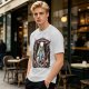 Olive T-Shirt with UFO Abducting Cat Over Burning City