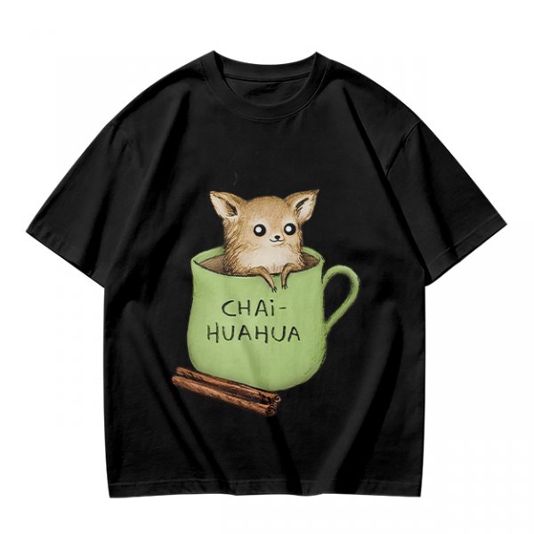 Chihuahua in tea cup chai huahua graphic t-shirt