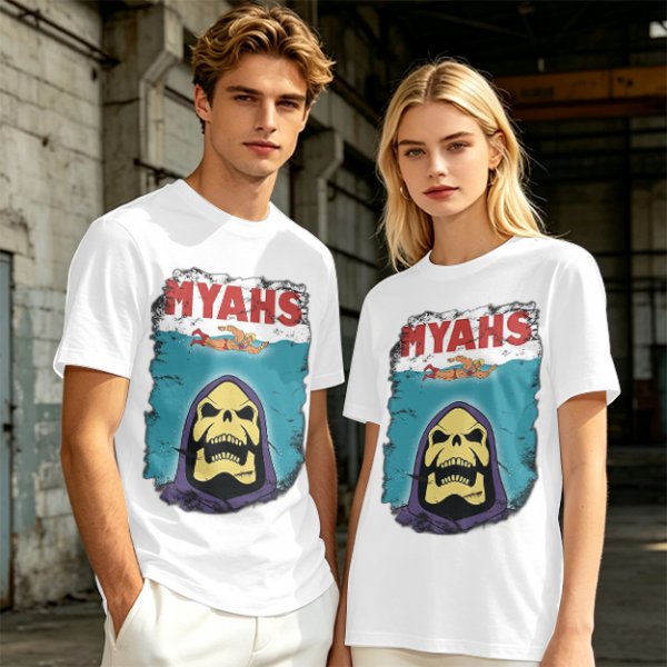 Olive Graphic T-Shirt with Skeletor Jaws Parody Art