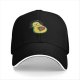 Black baseball cap with cartoon astronaut avocado print