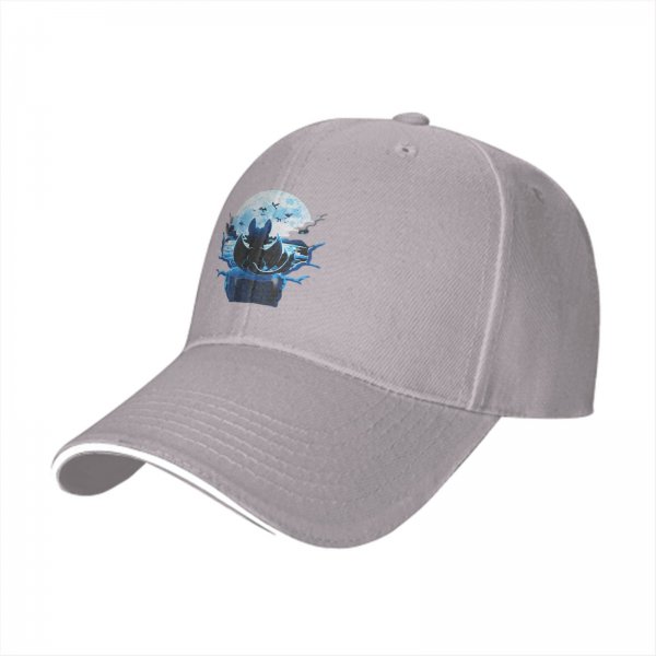 Black baseball cap with bat and full moon gothic graphic