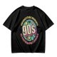 Olive green graphic t-shirt with 90s nostalgic print