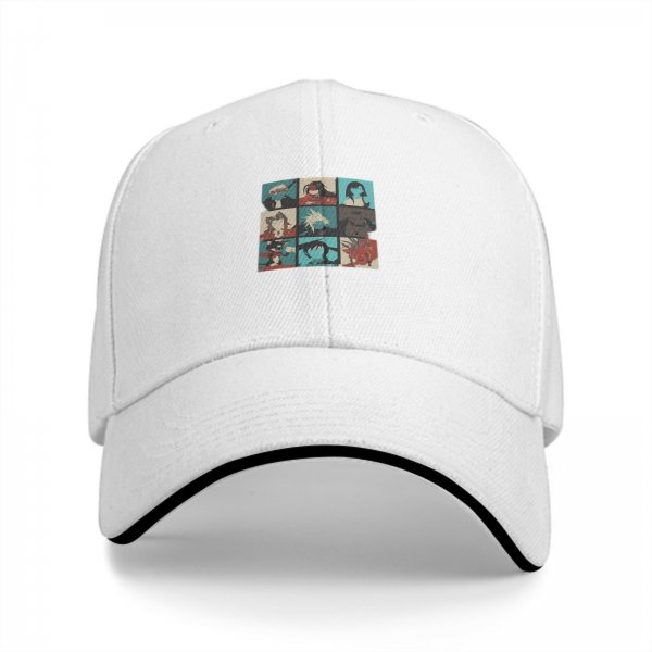 Black baseball cap with retro video game character grid print
