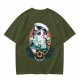Olive T-Shirt With Sailor Cat Tattooed Pipe Design