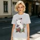 Olive T-Shirt Featuring Cute Fantasy Creature and Floral Art