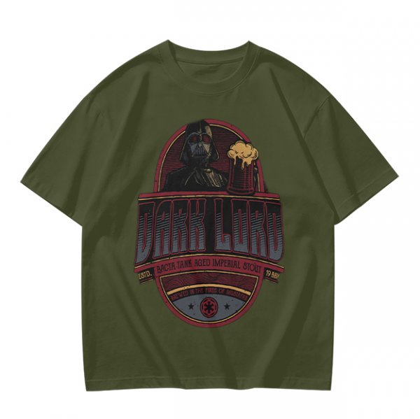 Olive Green T-Shirt with Dark Lord Darth Vader Beer Graphic