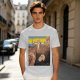 Olive T-Shirt With Surreal Cat Art Print