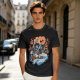 Olive T-shirt with Skeleton Musician Playing Guitar Over Ocean Waves