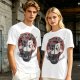 Olive t-shirt with retro cartoon raccoon and dog trash can print