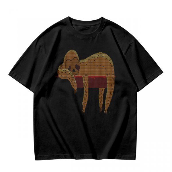 Olive Green T-Shirt with Sleeping Sloth Graphic Print