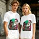 Olive T-Shirt with Santa and Thanksgiving Turkey Graphic
