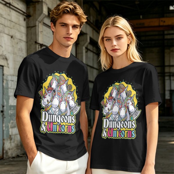 Dungeons and Unicorns Themed Graphic T-Shirt