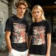 Olive green graphic tee with retro masked rider ramen motorcycle art