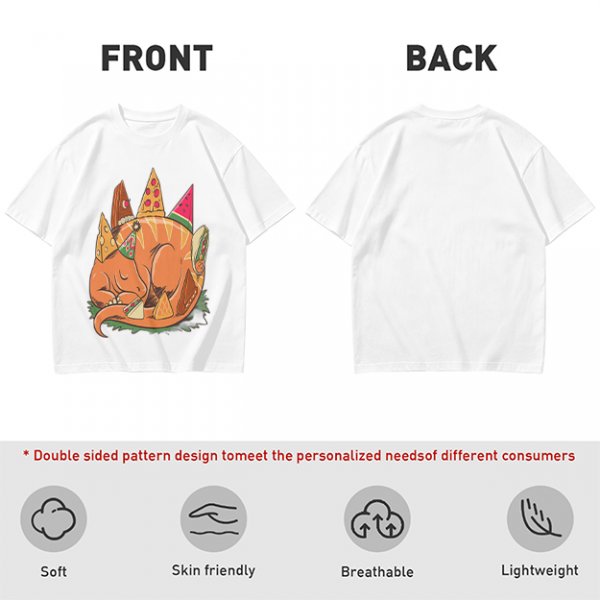 Sleeping Dinosaur Surrounded by Food Slices Graphic T-Shirt