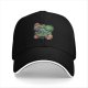 Black Baseball Cap With Artistic Mario And Green Turtle Print
