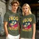 Olive graphic t-shirt with 'Better a Frog Than a Fascist' pilot frog design