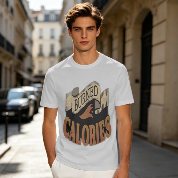 Olive Green Graphic T-Shirt with Burned Calories Print