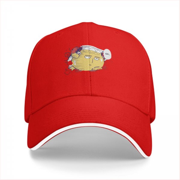 Black Baseball Cap With Saitama 'Ok' Meme Graphic Print
