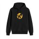 Black Hoodie With Silhouette Cat Against Yellow Moon Graphic