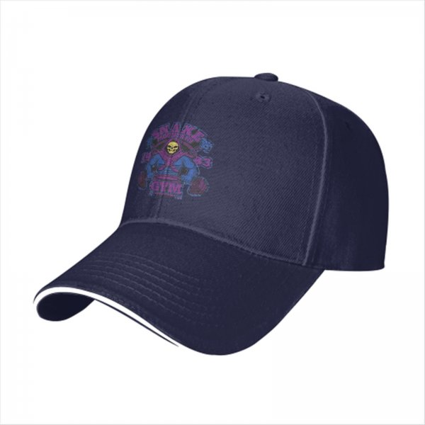 Black baseball cap with Skeletor Snake Mountain Gym graphic