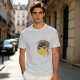 Olive green t-shirt with space frog graphic and Houston text