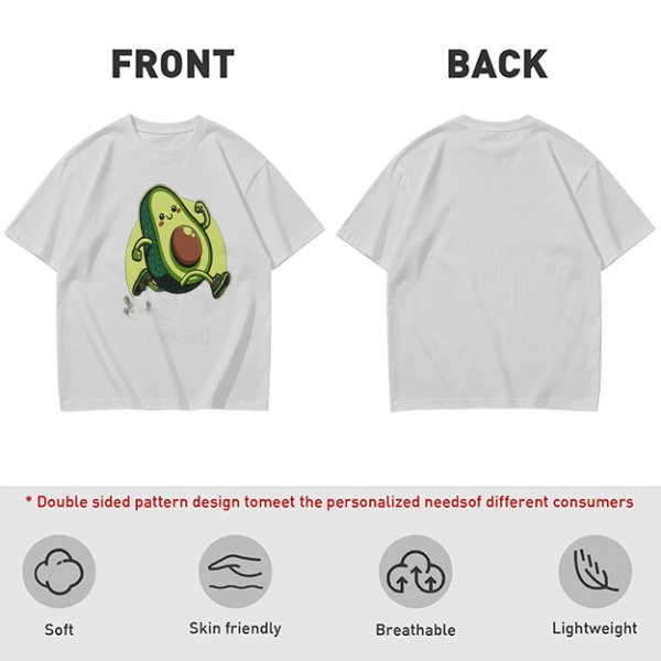 Olive Green T-Shirt with Cute Running Avocado Graphic