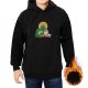 Black Hoodie With Fantasy Castle And Character Graphic Print