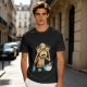 Olive T-shirt with a startled alien washing hands graphic