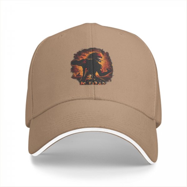 Black Baseball Cap with Fiery Attack Titan Graphic Print