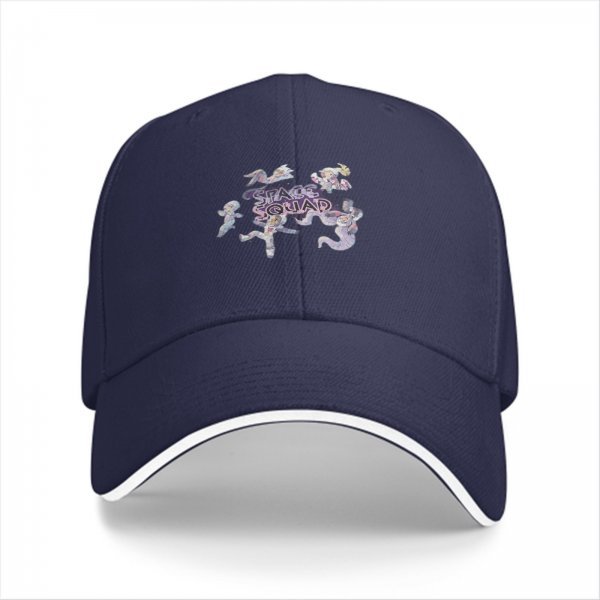 Black Baseball Cap With Space Squad Astronaut Graphic Design