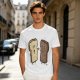 Olive T-Shirt With Surprised Light And Sad Burnt Bread Slices Graphic