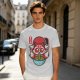 Olive t-shirt with cute kitsune fox eating ramen graphic