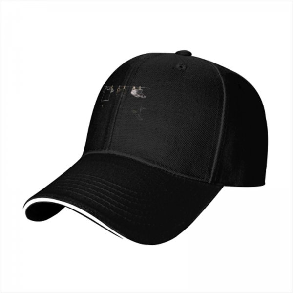 Black Baseball Cap With Clothesline Laundry Graphic Design