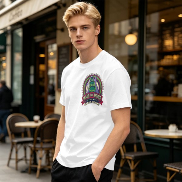 Olive T-Shirt With Make The World Great Again Space Graphic Print