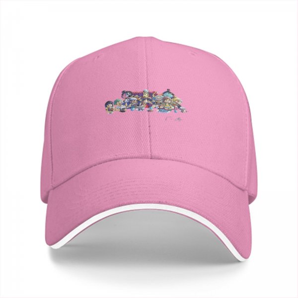 Black Baseball Cap With Cute Chibi Anime Character Group Print
