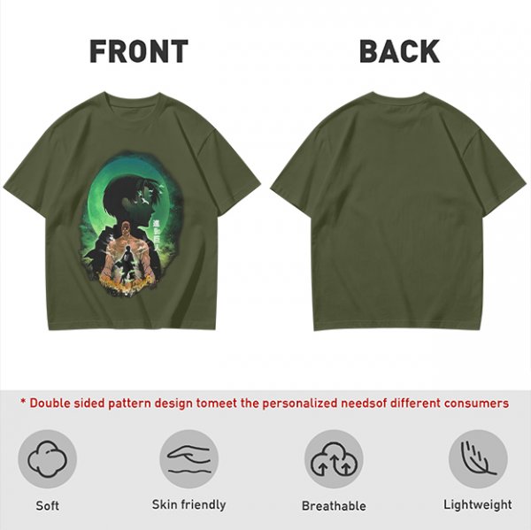 Attack on Titan layered silhouette graphic olive t-shirt
