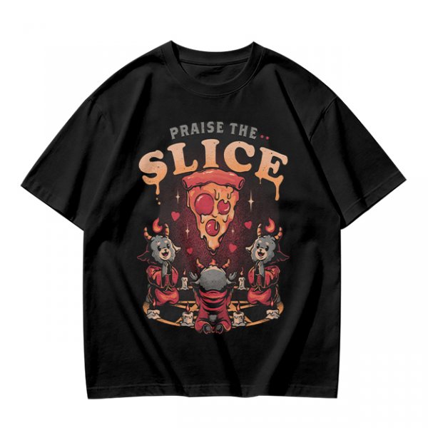 Olive Graphic T-Shirt Praise The Slice Pizza Demon Ritual Design
