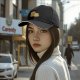 Black Baseball Cap With Cute Bread And Butter Cartoon Print