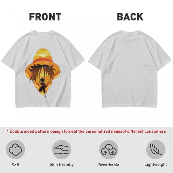 One Piece Luffy Straw Hat Sunset Graphic T-Shirt