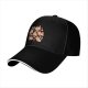 Black Baseball Cap With Christmas Gingerbread Cat Print