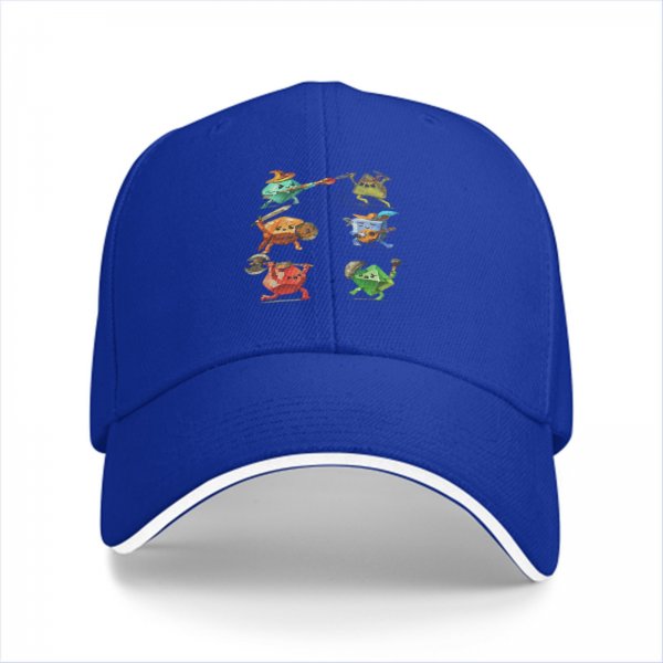 Black baseball cap with fantasy dice warrior characters print