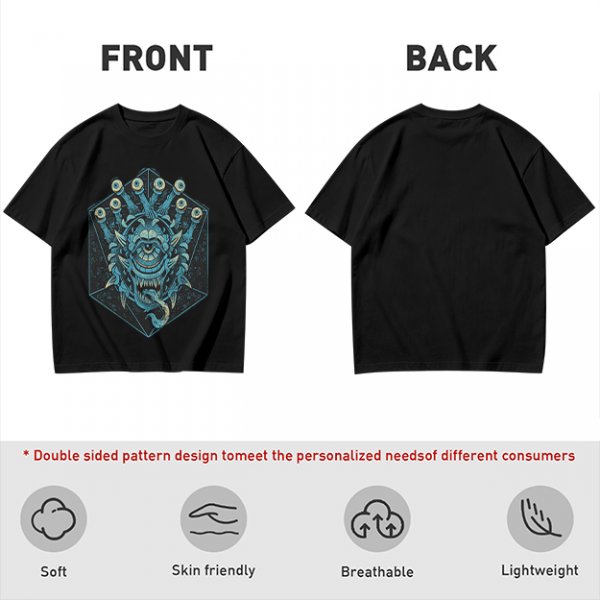 Olive T-Shirt With Blue Beholder Monster Graphic Print