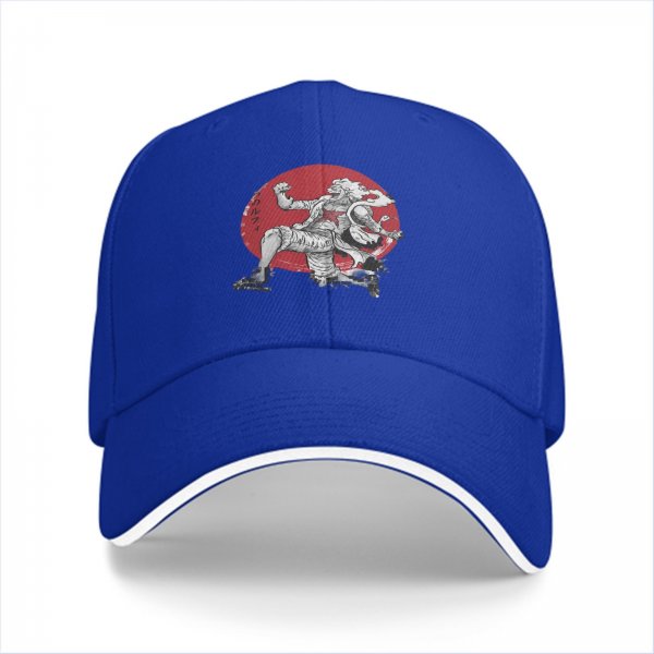 Black Baseball Cap With Anime Character Print On Red Circle