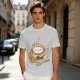 Olive Green T-Shirt With Cute Cat Latte Art And Kittens Print