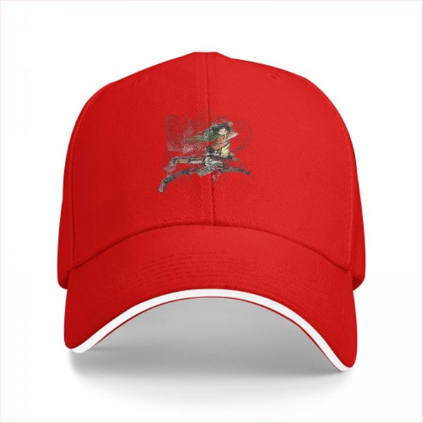 Black Baseball Cap With Attack On Titan Anime Character Print