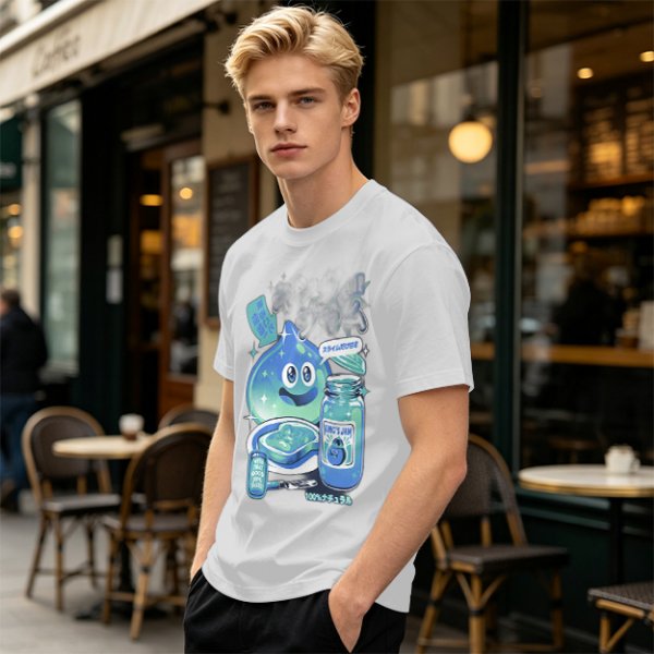 Olive green t-shirt with a slime jam graphic design
