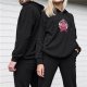 Black Hoodie With Princess In Bubble Graphic Print