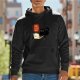 Black cat on laptop hoodie with 'Purr My Last Email' print