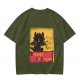 Olive t-shirt featuring Toothless dragon and Chat Noir themed text