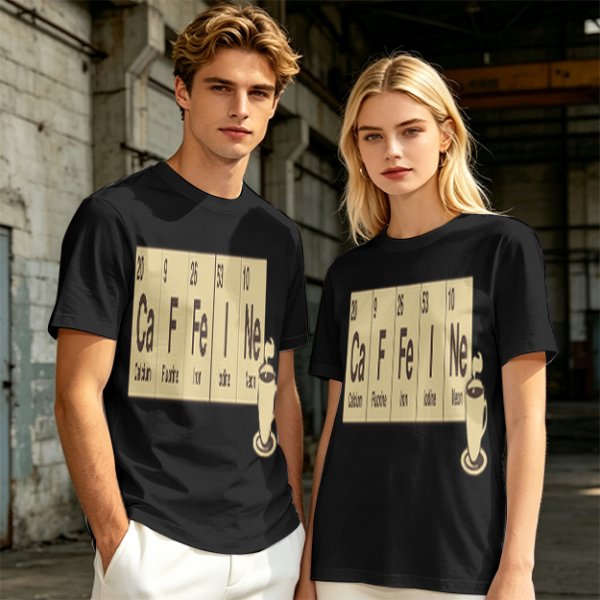 Olive Green T-Shirt With Periodic Table Caffeine Graphic